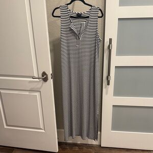 J. Jill Black and White Striped Maxi Dress, Size Medium